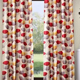 Home Sizzler Grey & Yellow 2 Pieces Abstract Printed Window Curtains-image-13
