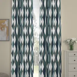 ROSARA HOME Max Teal 2 Pieces Geometric Long Door Curtains-image-72