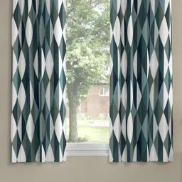 ROSARA HOME Max Teal & White 2 Pieces Geometric Printed Window Curtains-image-64
