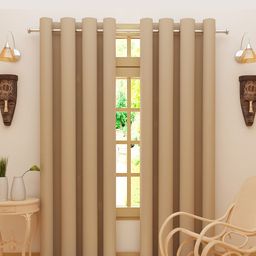 DREAM CARE Beige 2 Pieces Black Out Long Door Curtains-54