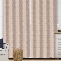 Saral Home Beige Set of 2 Geometric Black Out Cotton Door Curtain-11