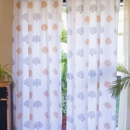 URBAN SPACE White & Brown 2 Pieces Floral Printed Cotton Window Curtains-picture-57
