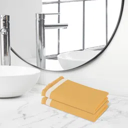 Himeya Yellow 2 Pieces Self-Designed 350 GSM Cotton Hand Towels-picture-44
