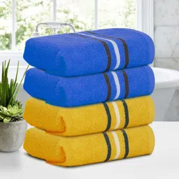 Cortina Blue & Yellow 4 Pieces Cotton 380 GSM Hand Towels-image-6