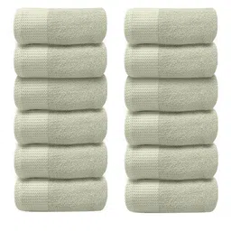 LABHAM Off White 12-Pieces Pure Cotton 250 GSM Super Soft Anti Bacterial Hand Towels-picture-34