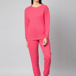 FINSBURY LONDON Women Pink Solid Loungewear Co-Ords-image-7