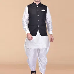 PRINTCULTR Regular Pure Silk Kurta & Harem Pants With Nehru jacket-picture-38