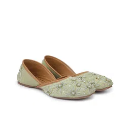 Shezone Women Light Green Embellished Mojaris-54
