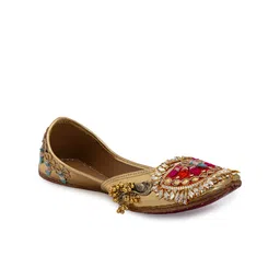 5 ELEMENTS Women Gold-Toned Embellished Ethnic Mojaris Flats-63