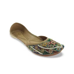 Fulkari Ethnic Embellished Leather Square Toe Mojaris-picture-18