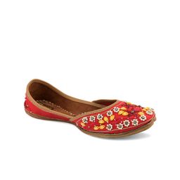 DESI COLOUR Women Red Embellished Ethnic Mojaris Flats-image-78