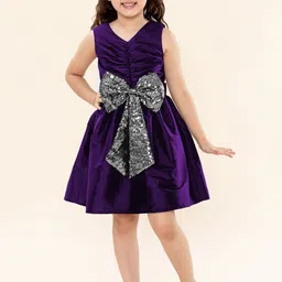 A T U N Purple Embellished Dress-image-86