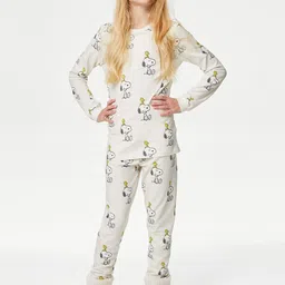 Marks & Spencer Girls Snoopy Printed Pure Cotton Night suit-image-37