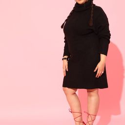 CURVY STREET Black Plus Size Sweater Dress-picture-56