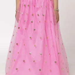 studio rasa Girls Pink Embroidered Flared Maxi Skirts-image-88