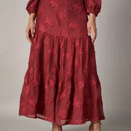 Style Island Women Self Design Flared Maxi Skirts-32