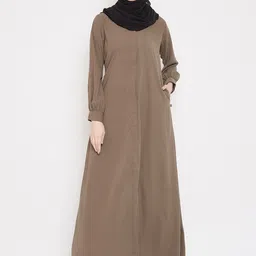 NABIA Women Charcoal Grey Solid Abaya Burqas-22