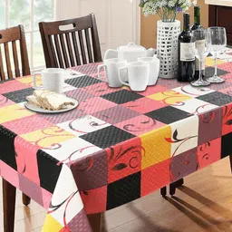 Dakshya Industries Pink & Yellow Printed 6-Seater Table Cover image 1