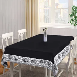 SHADES of LIFE Black & White Printed Cotton 6-Seater Table Covers-40