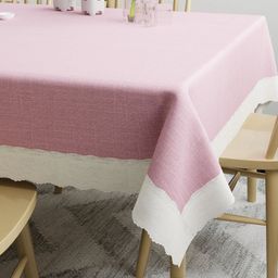 DREAM WEAVERZ Pink & White Solid 6-Seater Table Covers-27