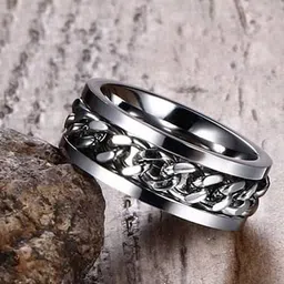 MEENAZ Men MEENAZ Men Silver-Plated Chain Desig Chain Designed Stainless Steel Finger Ring-image-92