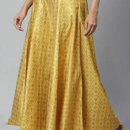 AURELIA Women Yellow Floral Printed Flared Ethnic Palazzos-image-83