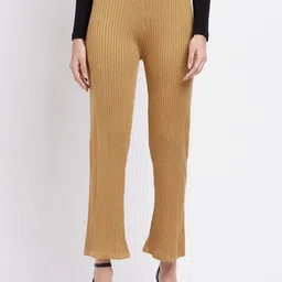 elleven Women Brown Knitted Ethnic Palazzos-image-87