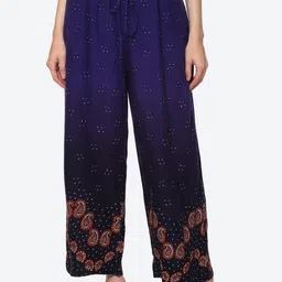 Biba Women Navy Blue & Red Paisley Printed Ethnic Palazzos-22