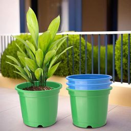 Kuber Industries Green & Blue Set Of 4 Plastic Planters-3