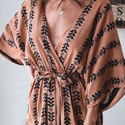 StyleCast Rust & Black Printed V-Neck Waist Tie-Ups Playsuit-picture-20