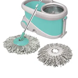 SPOTZERO by MILTON Green Prime Spin Mop with Wheels & Steel Wringer Bucket & 2 Refills-0