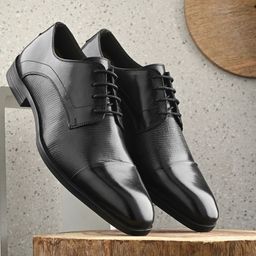 San Frissco Men Textured Leather Formal Derbys-image-100