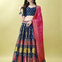 SWAMI STUDIO Ready to Wear Lehenga & Unstitched Blouse With Dupatta-image-45