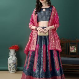 SWAMI STUDIO Ready to Wear Lehenga & Unstitched Blouse With Dupatta-image-61