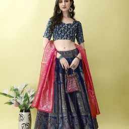 SWAMI STUDIO Ready to Wear Lehenga & Unstitched Blouse With Dupatta-image-47