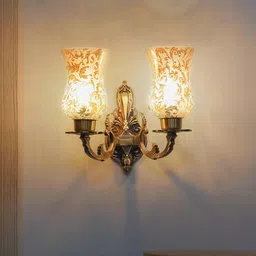 Fos Lighting Gold-Toned Printed 2 Wall Sconce With Etched Glass-picture-51