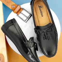 Buxton Men Textured Slip-On Loafers with Bow-image-54