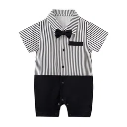 StyleCast Infant Boys Black & White Striped Cotton Rompers-image-70