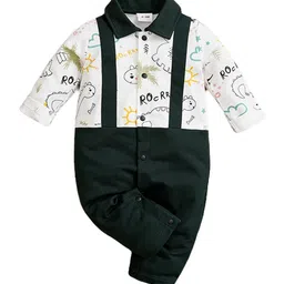 StyleCast White & Black Infant Boys Printed Cotton Rompers-18