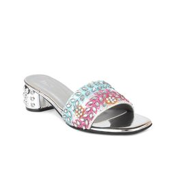 Inc 5 Women Silver-Toned & Pink Embellished Ethnic Block Heels-24