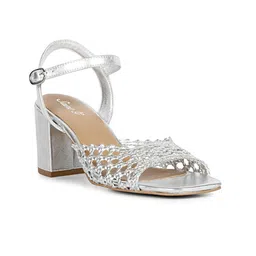 Saint G Woven Design Open Toe Leather Block Heels  With Ankle Loop image 5
