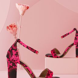 Bruno Manetti Women Pink & Black Printed Block Sandals-45