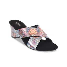 Metro Printed Cross Strap Block Heels-45