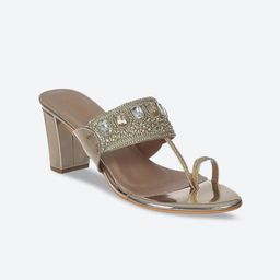 Biba Women Gold-Toned Embellished Block Heels-image-15
