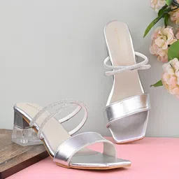 CLOG LONDON Embellished Open Toe Block Heels-3
