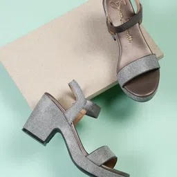 Bruno Manetti Textured Open Toe Block Heels  With Backstrap-6