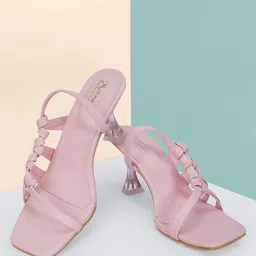 MEHNAM Textured Open Toe Slim Heels-3