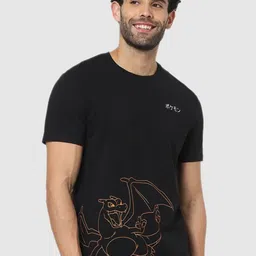 Celio Men Pokemon Black Graphic Printed T-shirt-image-88