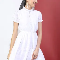 Tokyo Talkies White Checked Dress-image-63