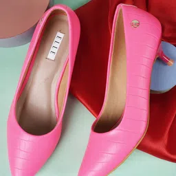 ELLE Women Textured Kitten Pumps-35